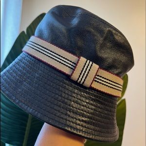 Authentic Burberry leather bucket hat